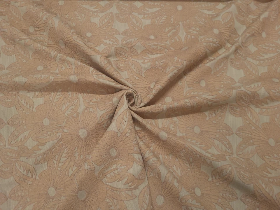 Valiant CYNTHIA DUNE Peach Orange Embroidered Floral Designer Drapery Fabric - Image 4 of 4