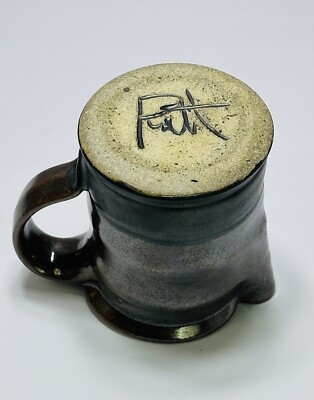 Vintage Hand Made Glazed Pottery Pitcher Creamer Artist/Maker Signed Browns/Blk