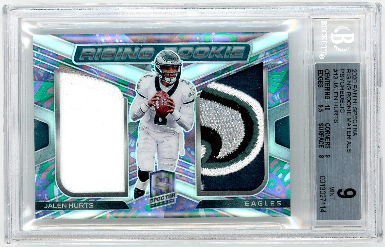 Jalen Hurts Panini Spectra Rising Rookie Materials #RRMJAH Psychedelic