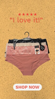 PRIMA VALENTINA~3Pk  Lace Hypster Panties Multicolor~ALL REGULAR SIZES~Great Fit