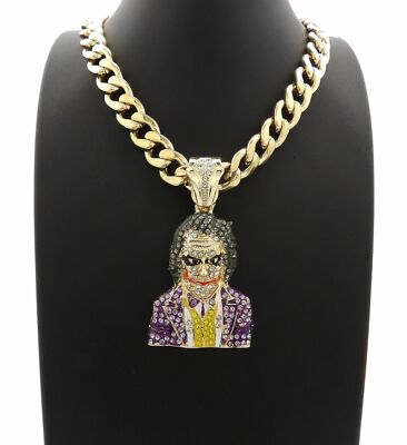Hip Hop Gold Tone Iced Bling DRIPPIN Pendant 24 In Rope Chain - Foto 4
