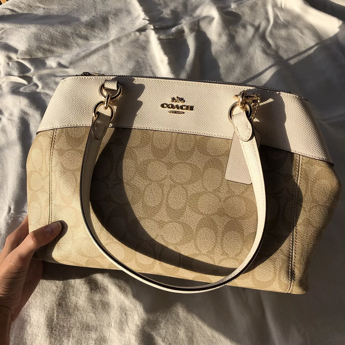 Coach Beige/Brown Coated Canvas and Leather Sierra Satchel Coach