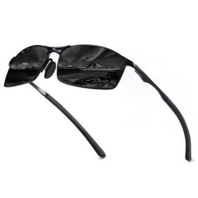 Ultra Lightweight Polarized Sunglasses Men Rectangular Metal Frame Glasses uv400
