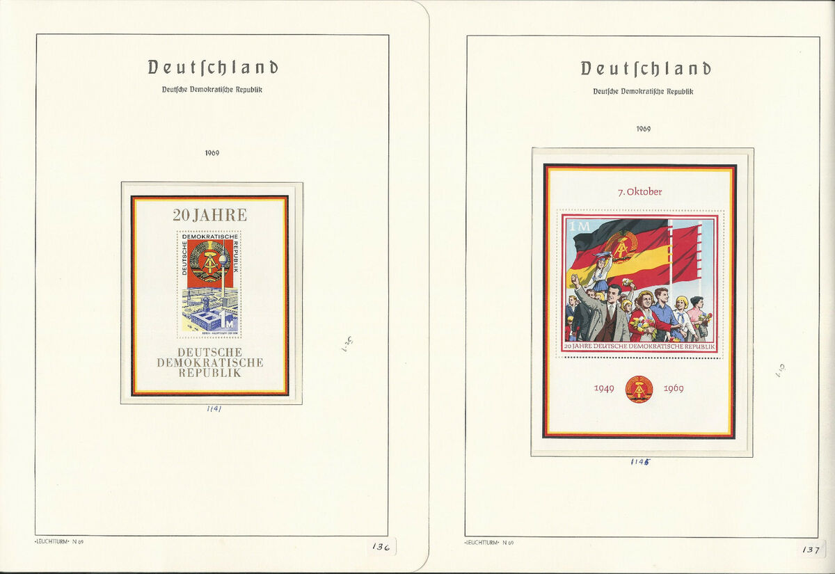 Germany DDR Stamp Collection on 24 Hingless Lighthouse Pages, 1967-69, JFZ