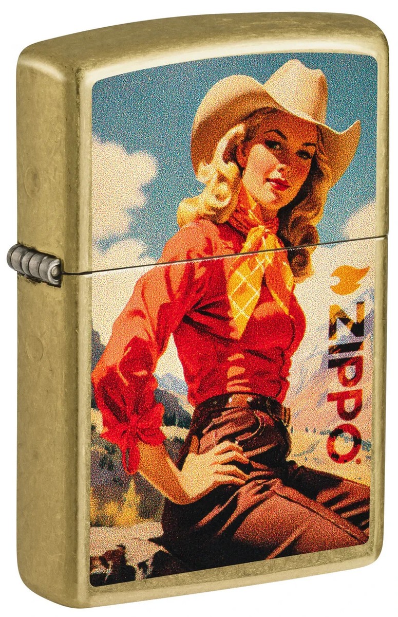 Zippo 46248, Glamorous Woman Rancher Design, Street Brass Finish