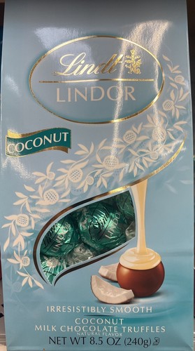 NEW Lindt LINDOR COCONUT Milk Chocolate Truffles 8.5 oz Bag -