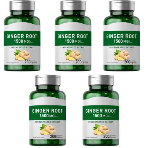 Корень имбиря 1500 мг 5X200 капсул без ГМО/глютен/без консервантов