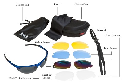 CHEX Ace Cricket Sunglasses Sports Glasses 5 Interchangeable Plastic Lenses