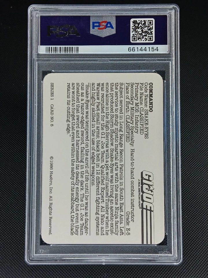 1986 Hasbro GI G.I. JOE #8 Iconic v2 SNAKE-EYES Snakeeyes Commando PSA 9 MINT - Image 2 of 2