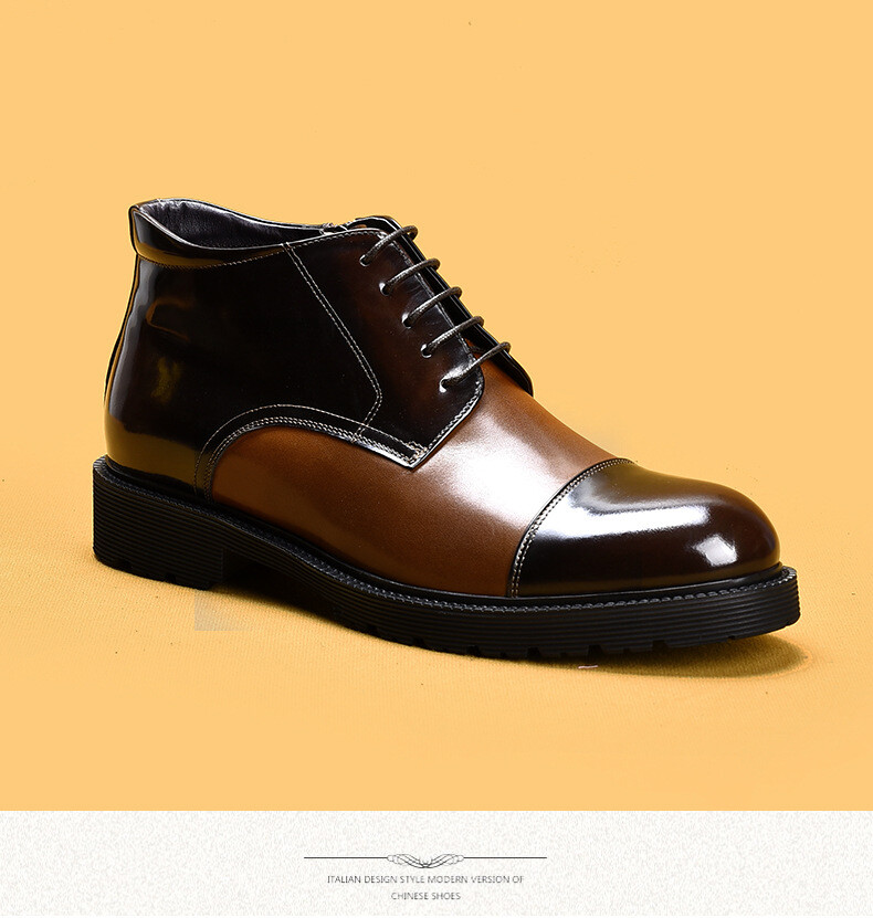 Stylish Men's Genuine Leather Oxfords Bright Leather Thick Sole Ankle Boots Size eBay