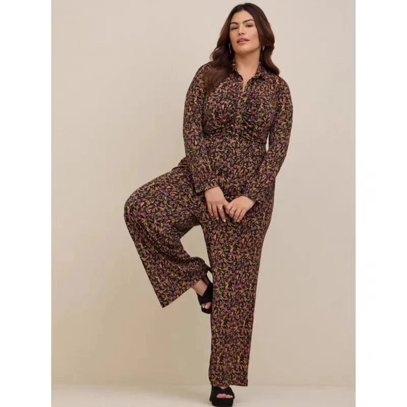 Mono floral de pierna ancha tejido Torrid Studio 4/4X nuevo sin etiquetas Foto 2 de 4