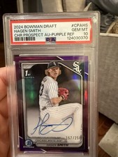 Hagen Smith 2024 Bowman Draft 1st Chrome Auto Purple /250 PSA 10