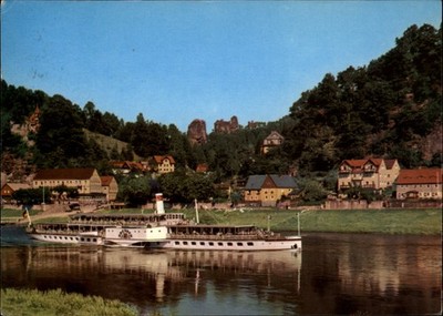 Tour boat Saxon Switzerland Rathen Kurort Germany posted 1973 postcard k831