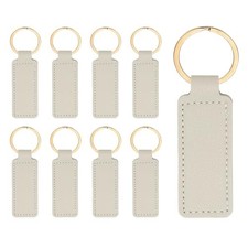 9pcs Leather Keychain Blanks,72mm Sublimation Keychain Blanks PU Leather Grey