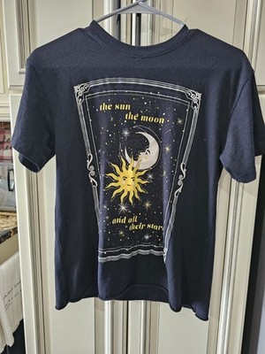 Awake Moon and Stars Black T-shirt Size Extra Small Short Sleeve