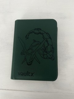 Vault X Green 4 Pocket Binder With Rayquaza Engraving On Cover