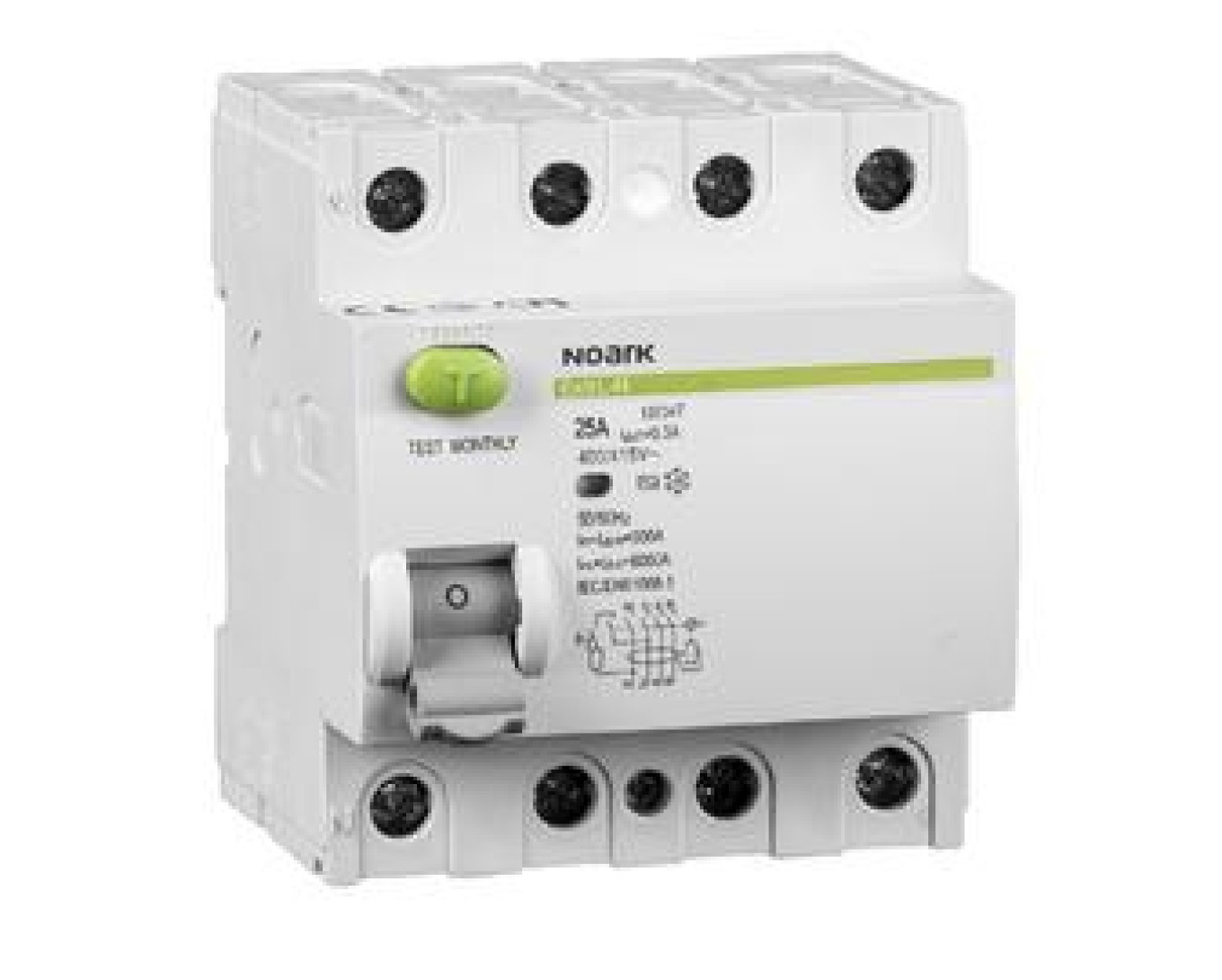 4P 25A 30mA 6kA Residual Current Switch Type A Ex9L-N 108361