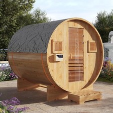 Outdoor Barrel Sauna 4-6 Person Tradition Wood DrySteam Sauna 220V/6KW Heater