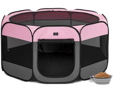Portable Dog Playpen for Small Dogs  Puppies   49" Pop-Up Foldable Pet Fence