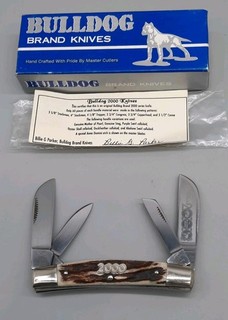 Bulldog Brand Congress Stag Pocket Knife 2000 Jumbo W/ Original Box And COA