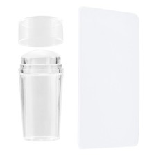 Nail Art Stamper Clear Silicone Stamping Tool w/ Scraper for DIY Nail Decor