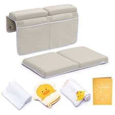 Beige 1.75 Inch Thick Bath Kneeler Elbow Rest Pad Set Large Bathtub Toy Mat