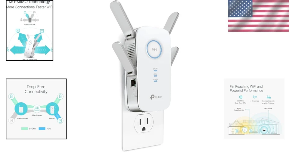 AC2600 WiFi Repeater, Dual Band Internet Extender - Image 2 of 4