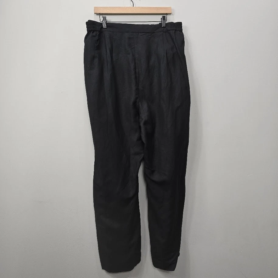 Maggie Barnes Straight Leg Pants Women Size 32W Black Linen Blend Secret Slimmer - Image 2 of 4