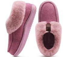 Women's Memory Foam House Slippers Arch Support Moccasin Winter Shoes 8 Pink