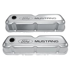Ford Racing Valve Cover Stamped Steel Chrome With Ford Mustang Logo Pair 289... Ford Racing Valve Cover Stamped Steel Chrome With Ford Mustang Logo Pair 289...