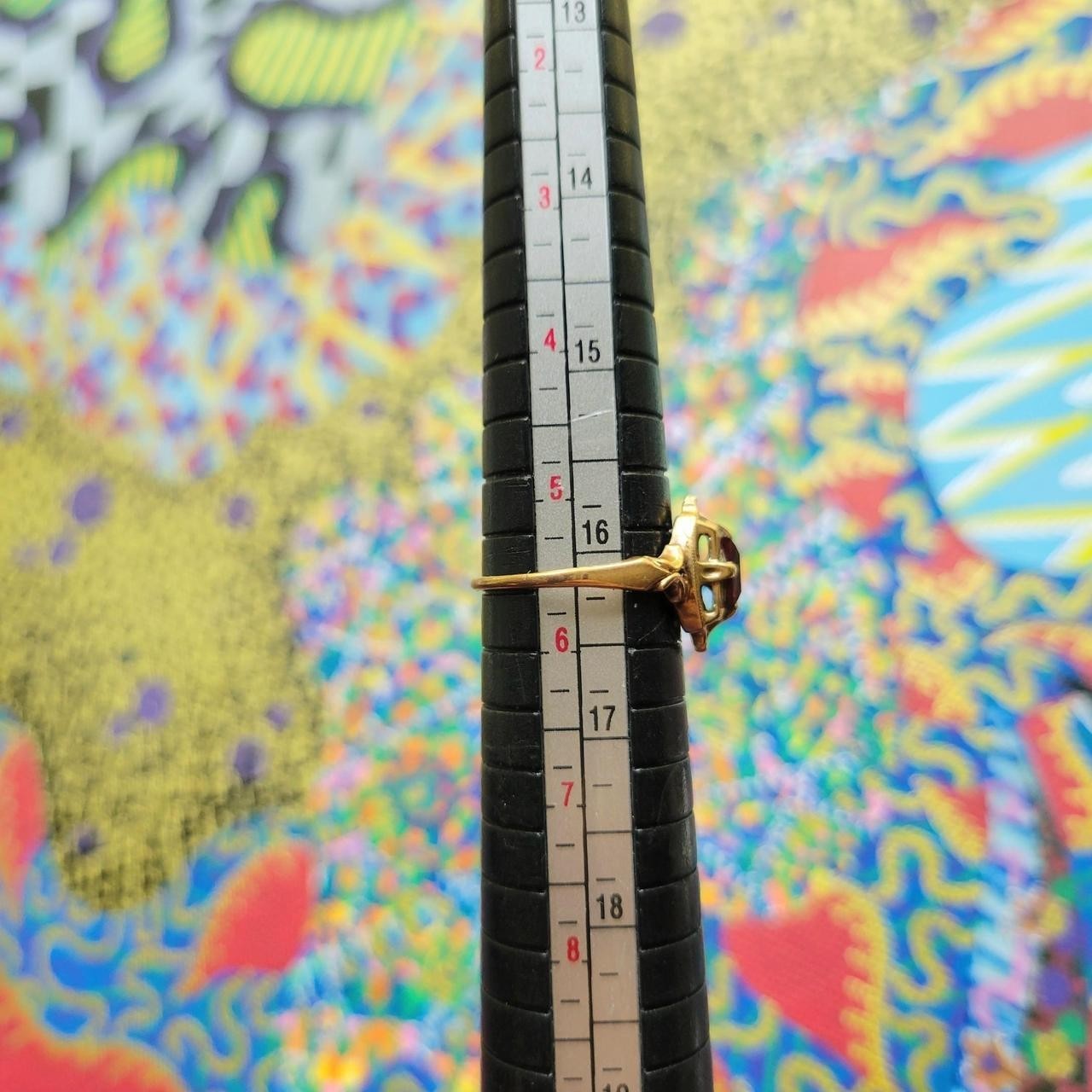 Vintage 10K Solid Gold Simulated Ruby Ornate Ring… - image 8