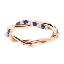 Sterling Silver Amethyst Stone February Eternity Prong Sister Ring Jewelry