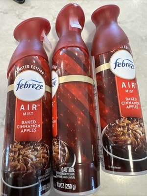 3  Febreze Air Limited Edition BAKED CINNAMON APPLES Scent Air Refresher 8.8 Oz