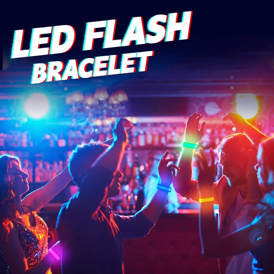 8 PIEZAS Pulseras LED Brillantes, Pulseras Iluminadas - Halloween Brilla en la Oscuridad Pa... Foto 4 de 4