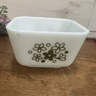 Pyrex Spring Blossom 501 Fridgie Refrigerator Dish Green Floral White Glass Vtg