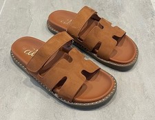 Womens Ella Hattie Faux Suede H Strap Adjustable Cushioned Sandals Mules