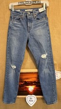 Levi's Premium Wedgie Icon Fit Ankle Jeans W23 L27.5 distressed button fly Camb