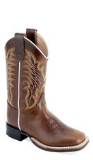 Old West Youth Broad Square Toe Brown - Boot Kids Boys - Bsy2009