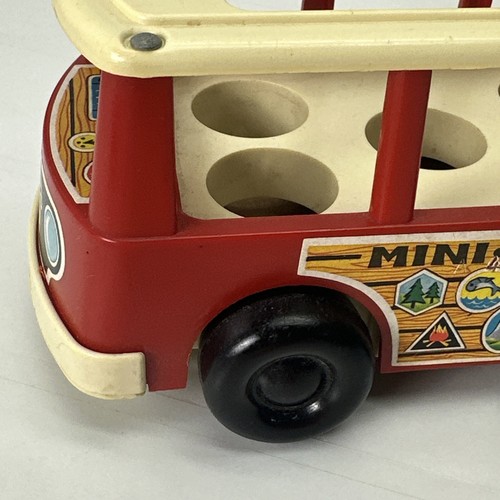 Vintage Fisher Price Mini-Bus Fahrzeug + 3 Little People Figuren aus Holz - Bild 14 von 22