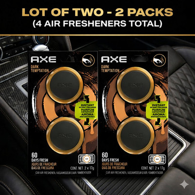 AXE Dark Temptation Car Air Freshener Vent Clips 2-Pack LOT OF 2 (4 Total) NEW