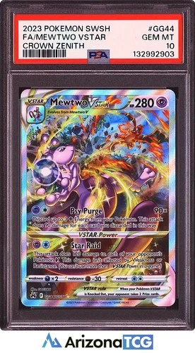 Pokemon 2023 Mewtwo VSTAR GG44/GG70 Full Art Crown Zenith GEM MINT PSA 10
