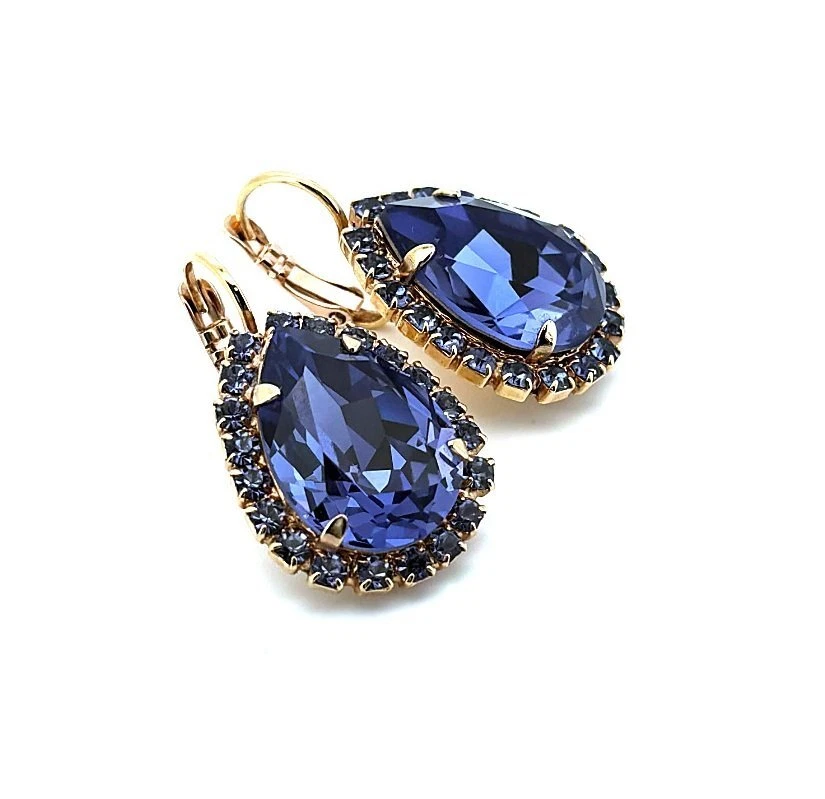 Pendientes de mujer Mariana sofisticados cristales de Swarovski de tanzanita Foto 2 de 4