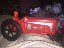 Vintage Red Plastic Tractor With Farmer On It