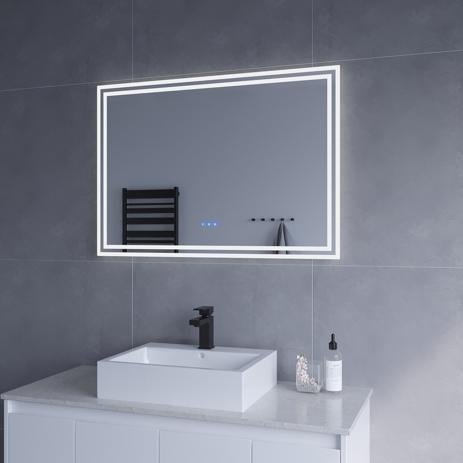 Produktbild von EMKE Badspiegel Mit Beleuchtung 100x60cm Badezimmerspiegel Mit
