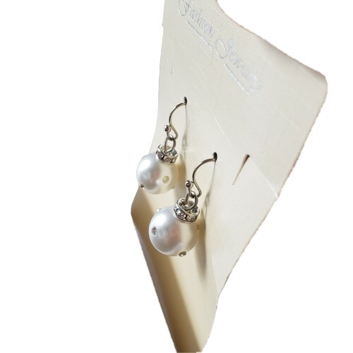 Pendientes de perlas de joyería de moda para mujer. Gancho/mini diamantes de plata. - Imagen 1 de 3