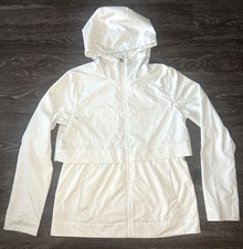 LULULEMON Womens Sz 8 White Always Effortless Jacket Hooded Full-Zip Full-Length