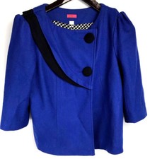 Uo Urban Outfitters Lux Blue Black Wool Peacoat Jacket Size Xs