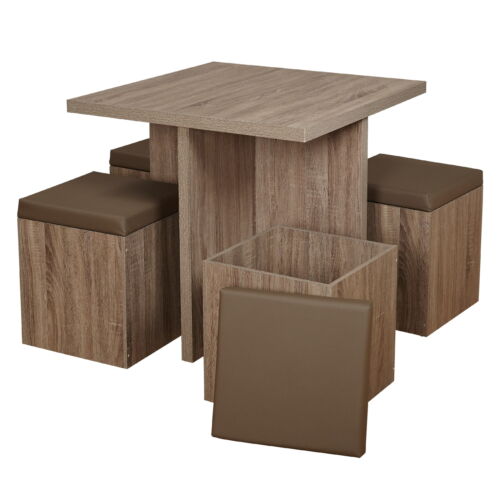 5Pcs Dexter Dining Room/Kitchen Set with Storage Ottoman,Space Saver Dining Tabl - Picture 2 of 10