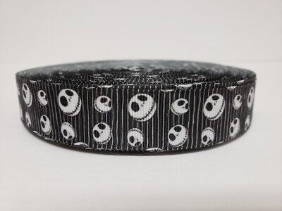 Jack Skellington - Faces - Black & White Grosgrain Ribbon 7/8'' By the yard NEW