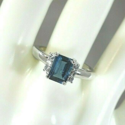 1.34 ct Natural London Blue & White Topaz Solid Sterling Silver Ring